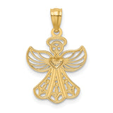 14K w/Rhodium Filigree Angel Pendant