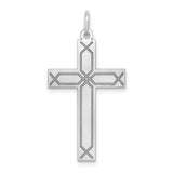 14K White Gold Laser Designed Cross Pendant