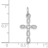 14K White Gold Loop w/Center Heart Cross Pendant