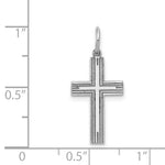 14k White Gold Solid Laser Etched Cross Pendant