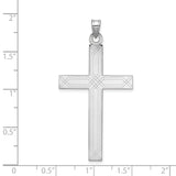 14k White Gold Solid Laser Etched Cross Pendant