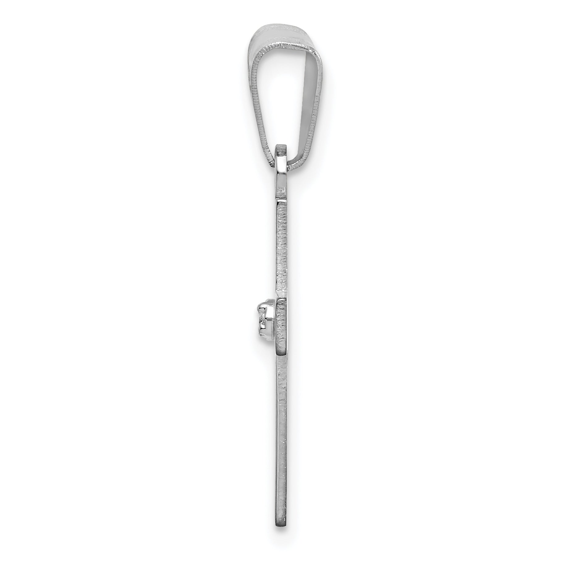 14k White Gold .01ct. Diamond Cross Pendant