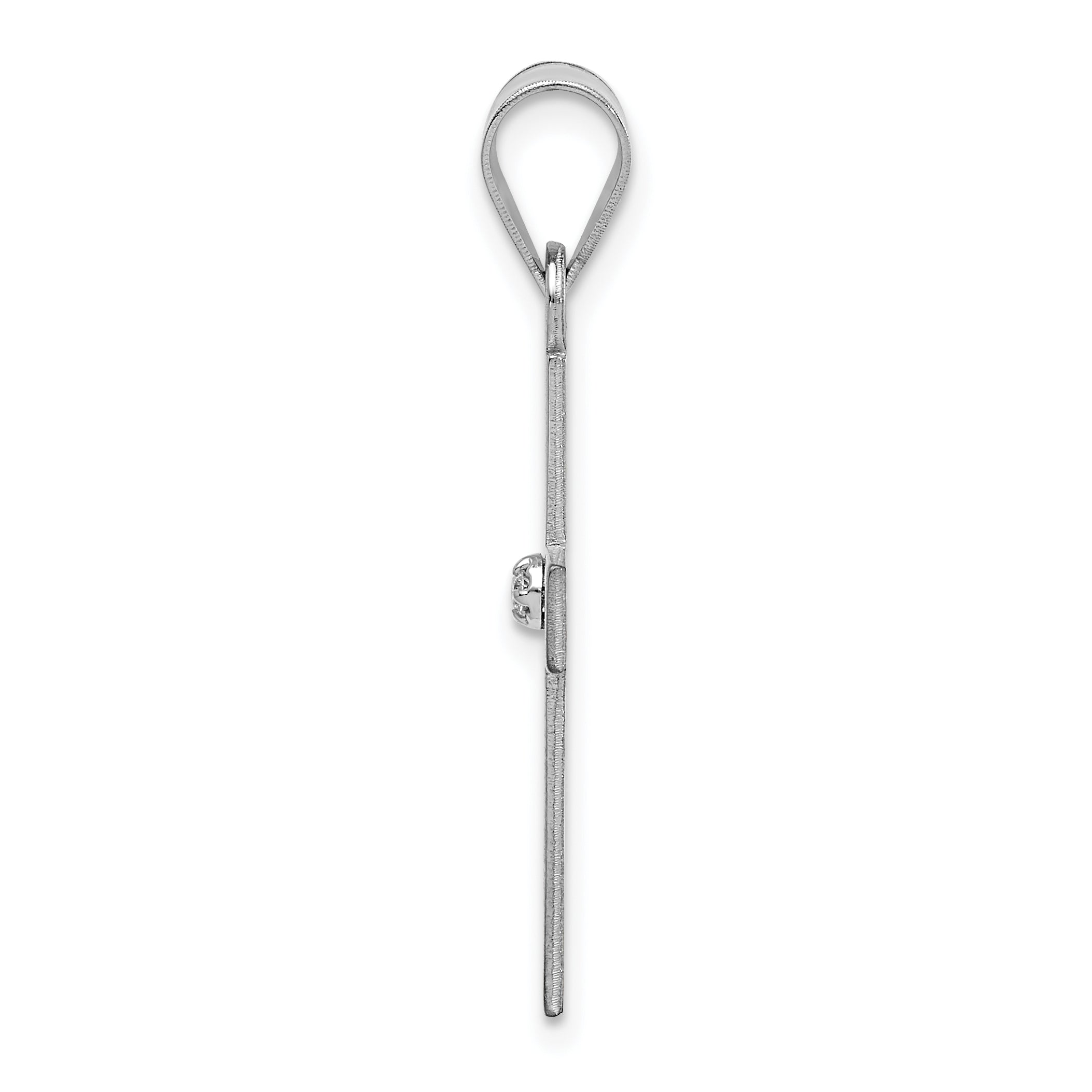 14k White Gold .02ct. Diamond Cross Pendant