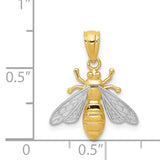 14k w/Rhodium Bee Pendant