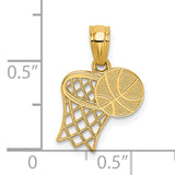 14K Basketball and Hoop Pendant