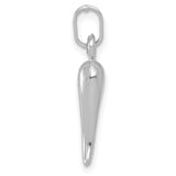 14k White Gold Hollow Italian Horn Charm