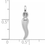 14k White Gold Hollow Italian Horn Charm