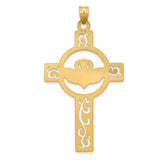 14k Laser Cut Claddagh Cross Charm