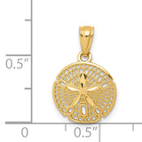 14k Gold Polished Filigree Sand Dollar Pendant