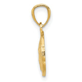 14K Gold Polished and Textured Sand Dollar Pendant