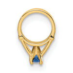 14K 3D Ring with Dark Blue Glass Stone Charm