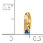 14K 3D Ring with Dark Blue Glass Stone Charm