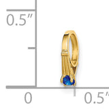 14K 3D Ring with Dark Blue Glass Stone Charm
