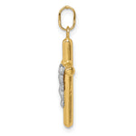 14k with White Rhodium Polished Hollow Crucifix Charm