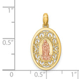 14K Two-tone Our Lady of Guadalupe Pendant