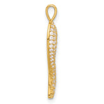 14k Polished CZ Large Italian Horn Pendant