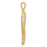 14k Polished CZ Large Italian Horn Pendant