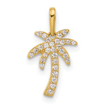 14K Polished CZ Palm Tree Pendant