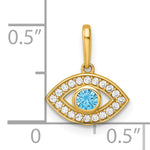 14k Polished CZ Evil Eye Pendant