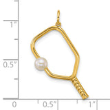 14k Polished Freshwater Cultured Pearl Pickleball Pendant