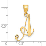 14KY Script Letter A Initial Pendant with Diamond