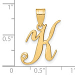 14KY Script Letter K Initial Pendant with Diamond