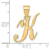 14KY Script Letter K Initial Pendant with Diamond