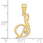 14KY Script Letter S Initial Pendant with Diamond