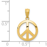 14k Polished Peace Sign Circle Pendant